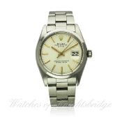 A GENTLEMAN`S STAINLESS STEEL ROLEX OYSTER PERPETUAL DATE BRACELET WATCH CIRCA 1974, REF. 1500 D: