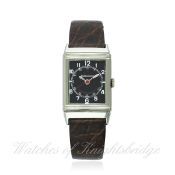 A RARE GENTLEMAN`S STAINLESS STEEL JAEGER LECOULTRE REVERSO WRIST WATCH CIRCA 1930s D: Black dial