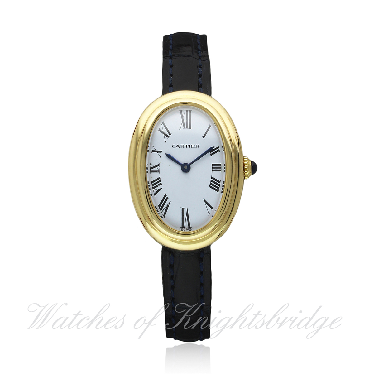 A LADIES 18K SOLID GOLD CARTIER PARIS BAIGNOIRE WRIST WATCH CIRCA 1970s D: White dial with applied