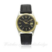 A GENTLEMAN`S STEEL & GOLD ROLEX OYSTER PERPETUAL DATEJUST WRIST WATCH CIRCA 1977, REF. 1601 D: