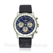 AN EXTREMELY RARE GENTLEMAN`S PLATINUM BREITLING PLATINE NAVITIMER 92 CHRONOGRAPH WRIST WATCH