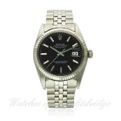 A GENTLEMAN`S STEEL & WHITE GOLD ROLEX OYSTER PERPETUAL DATEJUST BRACELET WATCH CIRCA 1966, REF.