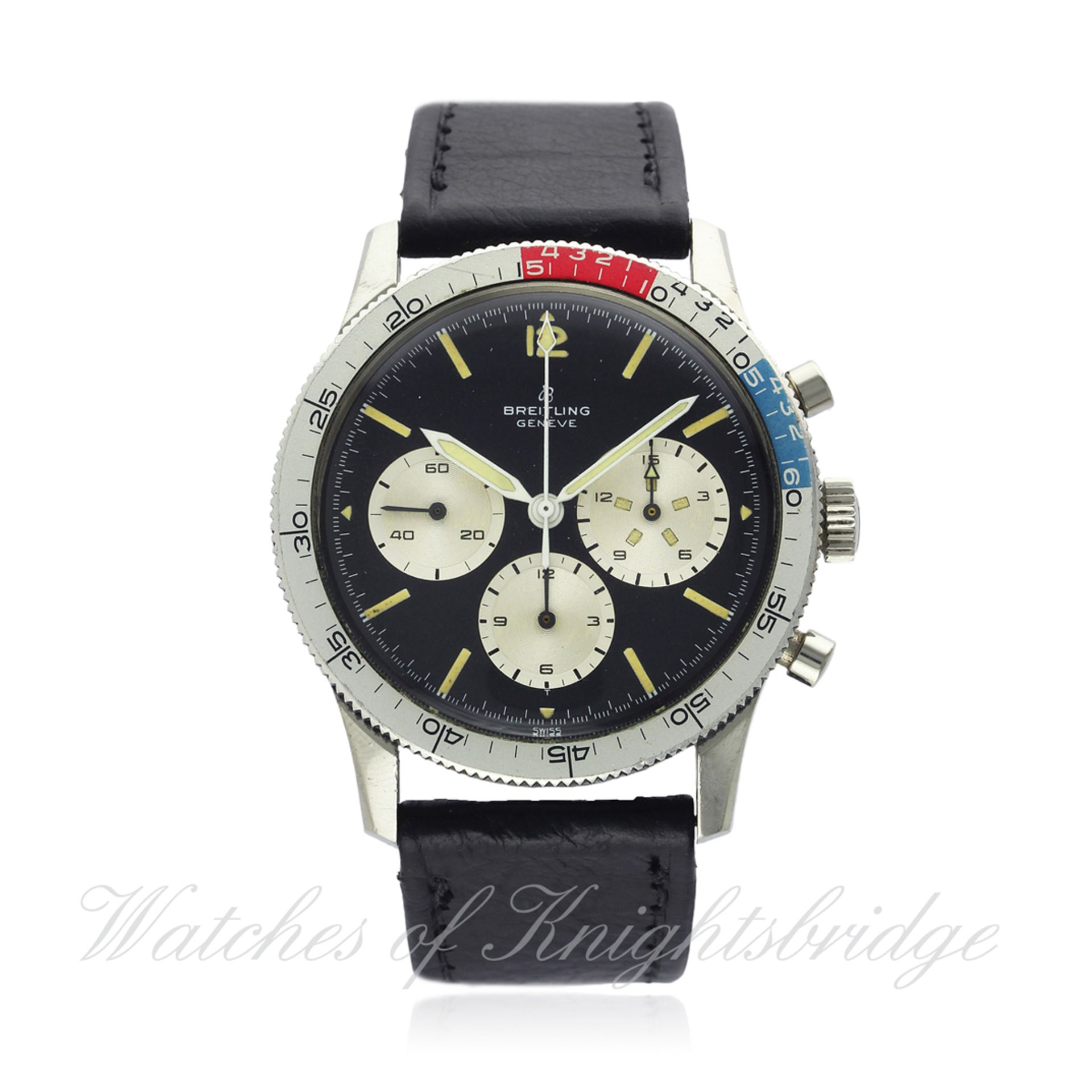 A RARE GENTLEMAN`S STAINLESS STEEL BREITLING CO PILOT CHRONOGRAPH WRIST WATCH CIRCA 1967, REF. 765CP