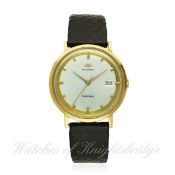 A GENTLEMAN`S 18K SOLID GOLD MOVADO AUTOMATIC WRIST WATCH CIRCA 1960s, REF. 694 D: Silver dial