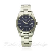 A GENTLEMAN`S STAINLESS STEEL ROLEX OYSTER PERPETUAL DATE BRACELET WATCH CIRCA 1981, REF. 15000 D: