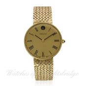 A GENTLEMAN`S 18K SOLID GOLD MOVADO ZENITH BRACELET WATCH CIRCA 1970s WITH WARRANTY BOOKLET D: