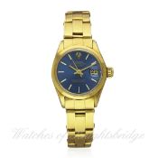 A LADIES 18K SOLID GOLD ROLEX OYSTER PERPETUAL DATEJUST BRACELET WATCH CIRCA 1962, REF. 6516 D: