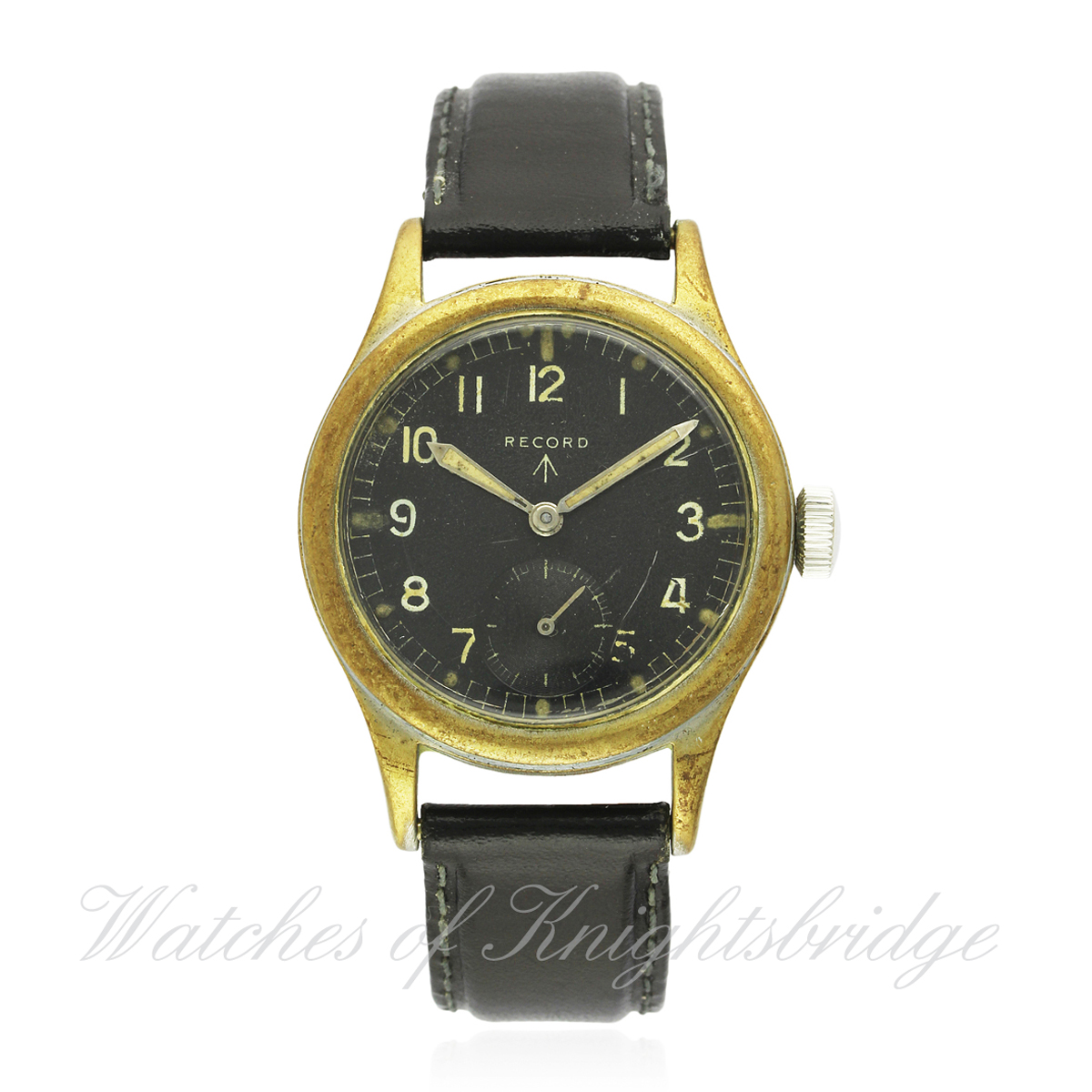 A GENTLEMAN`S BRITISH MILITARY W.W.W. RECORD WRIST WATCH CIRCA 1940s WITH MILITARY PROVENANCE D: