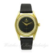 A GENTLEMAN`S GOLD CAPPED UNIVERSAL GENEVE POLEROUTER WRIST WATCH CIRCA 1960s D: Black cross hair