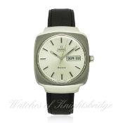 A GENTLEMAN`S STAINLESS STEEL OMEGA AUTOMATIC DAY DATE WRIST WATCH CIRCA 1973, REF. 166.0170 D: