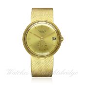 A FINE GENTLEMAN`S 18K SOLID GOLD PATEK PHILIPPE AUTOMATIC DATE BRACELET WATCH CIRCA 1970s REF. 3445