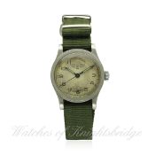 A GENTLEMAN`S STAINLESS STEEL LONGINES WRIST WATCH CIRCA 1939 REF. 20003/1, MILITARY CASE BACK