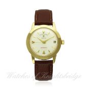 A GENTLEMAN`S 18K SOLID GOLD FAVRE LEUBA AUTOMATIC WRIST WATCH CIRCA 1960s D: Silver dial with