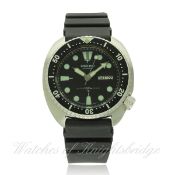 A GENTLEMAN`S STAINLESS STEEL SEIKO "TURTLE" DIVERS WRIST WATCH CIRCA 1970s, REF. 6309-7040 D: Black