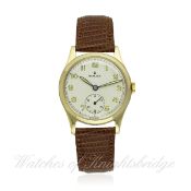 A GENTLEMAN`S 9CT SOLID GOLD ROLEX WRIST WATCH CIRCA 1940s, REF. 12325 D: Silver dial with applied