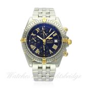 A GENTLEMAN`S STEEL & GOLD BREITLING CROSSWIND AUTOMATIC CHRONOGRAPH BRACELET WATCH DATED 2002, REF.