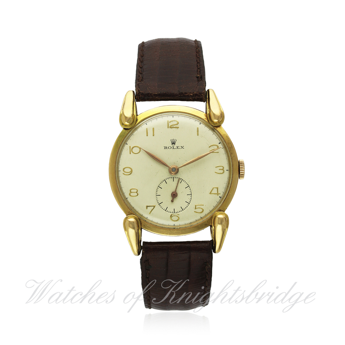 A GENTLEMAN`S 18K SOLID GOLD ROLEX WRIST WATCH CIRCA 1950s, REF. 3021 D: Silver dial with raised