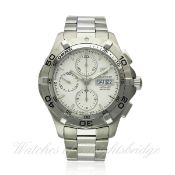A GENTLEMAN`S STAINLESS STEEL TAG HEUER AQUARACER AUTOMATIC CHRONOGRAPH BRACELET WATCH DATED 2007,