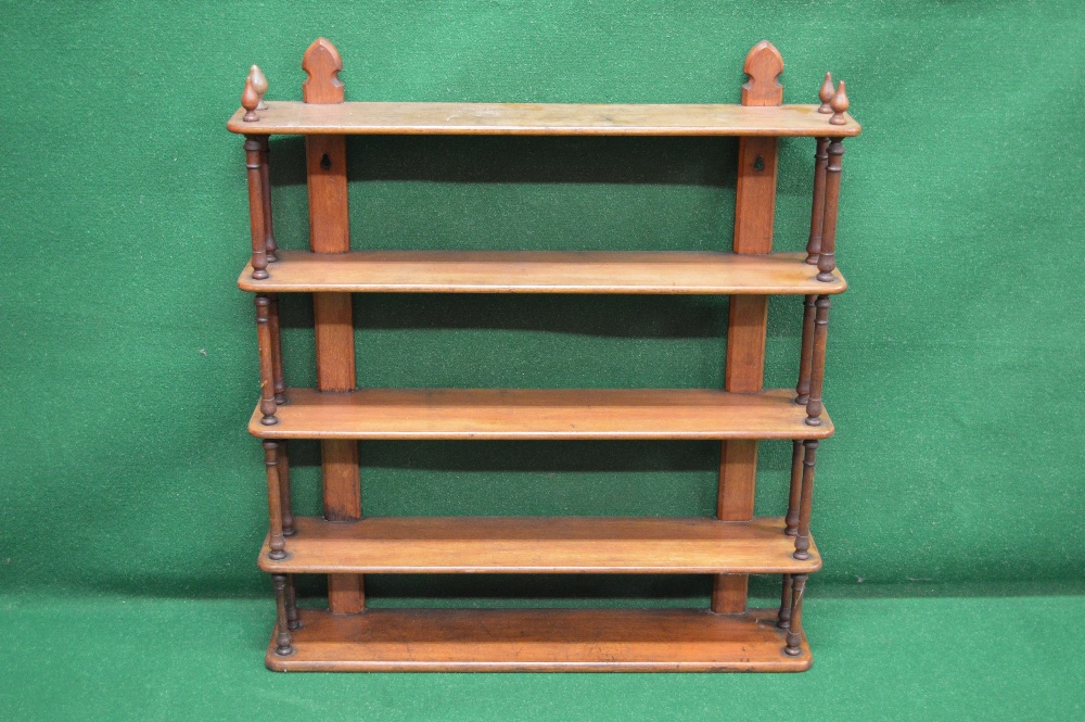 Victorian mahogany five tier wall shelves each shelf having turned column support leading to