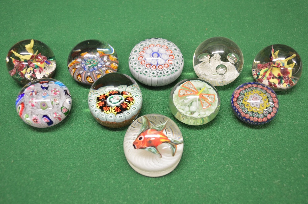 A group of ten various paperweights
