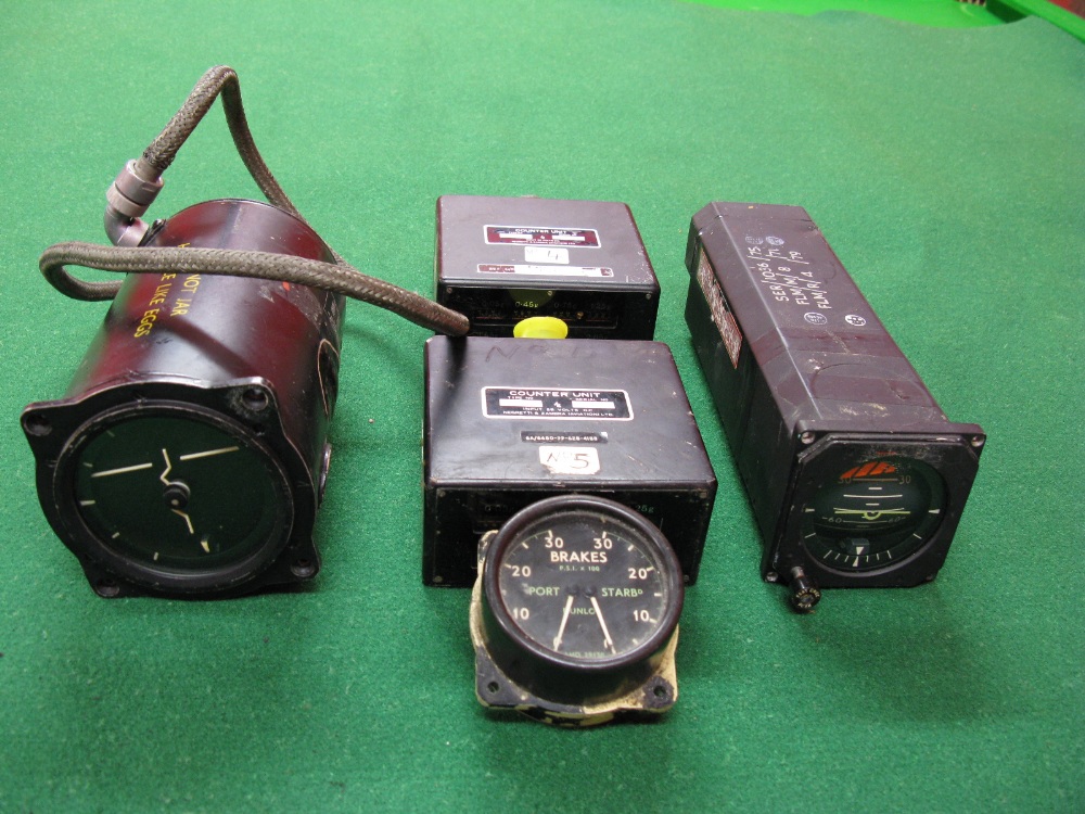 A quantity of Post War military aircraft instruments to include an attitude indicator, horizon