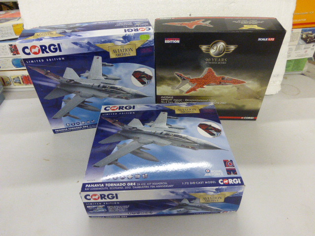 Three boxed Ltd Edn The Corgi Aviation Archive planes including RAF Panavia Tornado GR4 x2 and 90
