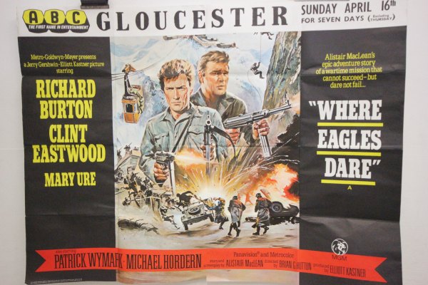 Film Poster - Where Eagles Dare Quad poster starring Clint Eastwood and Richard Burton (folded)