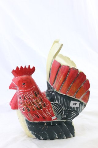 Large Painted Wooden Cockerel