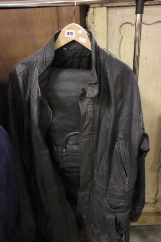Black Leather Bikers Jacket and Trousers