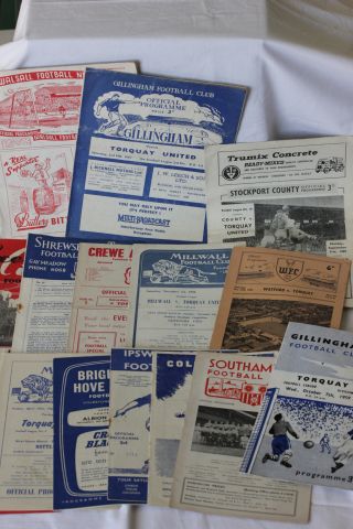 15 Torquay United away Football Programmes from mid-late1950s