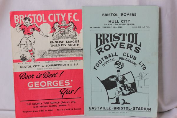 Bristol Rovers v Hull City FA Cup 5th Rnd Football Programme 10th February 1951 and Bristol City v