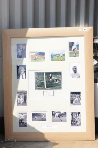 Football - Framed & glazed Jimmy Greaves montage signed by Jimmy (glass broken in corner)