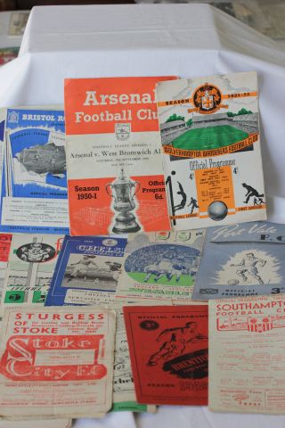 20 Football Programmes from late 1940s to early 1950s from a mix of teams in poor to average