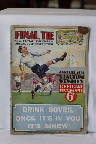 1931 FA Cup Final Birmingham v West Bromwich Albion Football Programme (mark to cover, some creasing