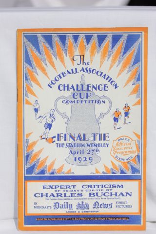 1929 FA Cup Final Bolton Wanderers v Portsmouth Football Programme played 27th April 1929 (vg)