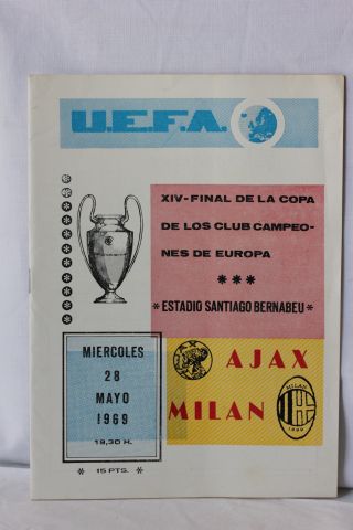 1969 European Cup Final Ajaz v Milan Football Programme played 28th May 1969