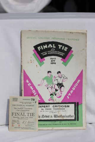 1928 FA Cup Final Blackburn Rovers v Huddersfield Town Football Programme and match ticket played