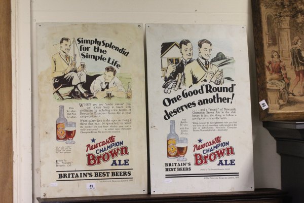 Two Tin `Newcastle Ale` Advertising Signs