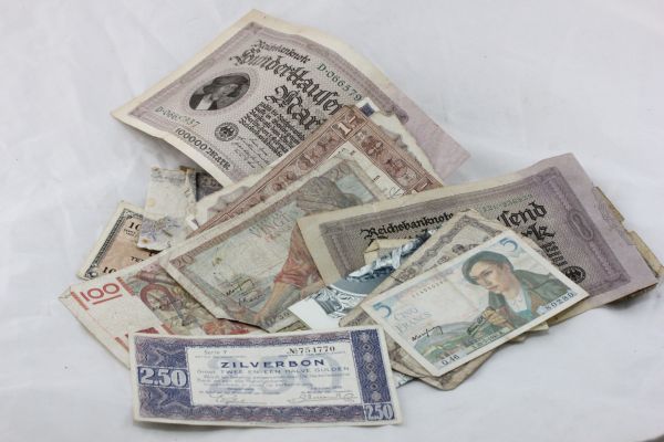 Mixed WW2 era banknotes