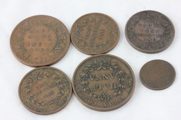 Small tin of Indian coins