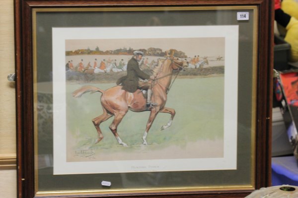 Framed and Glazed Lionel Edwards Print `Hunting Types, The Dealers Man`