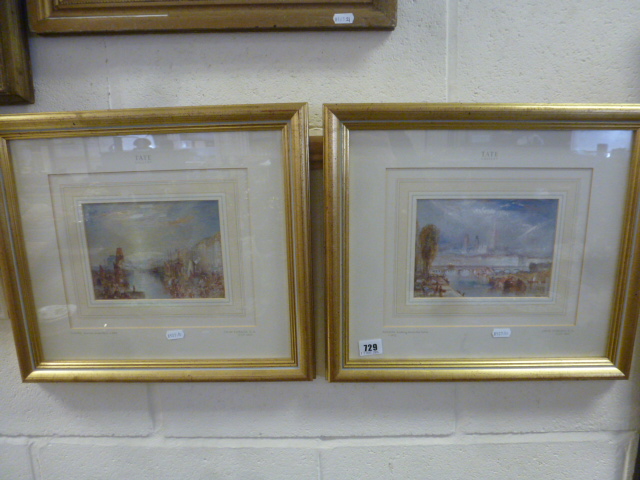 A Pair of Limited Edition JMW Turner Coloured Prints: Rouen and L`Harve