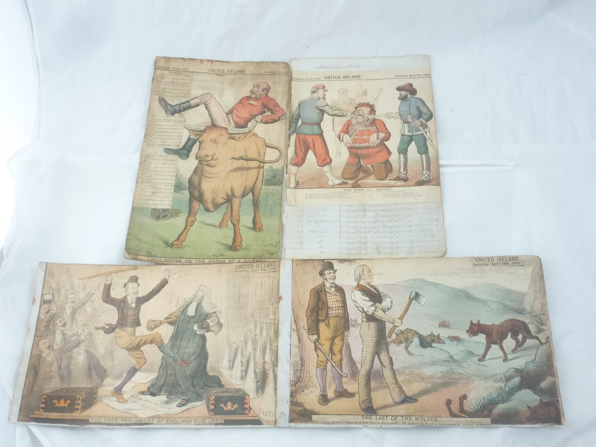 Late 19th century Four Coloured Prints featuring Irish Political Themes