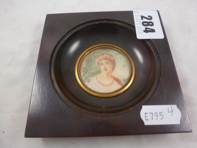 Framed Miniature Portrait of a Classical Maiden