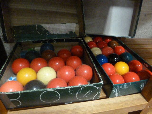 2 Boxes of Aramith Snooker Balls including 1 7/8 & 1 3/4