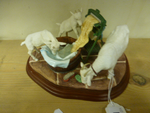 A Border Fine Arts Model of Goats Showing Bad Habits signed Anne Wall