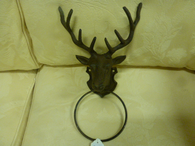 Cast Iron Stag`s Head with Ring Suitable for a Towel Rail