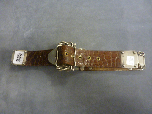 A Crocodile Skin Belt with Silver Buckle and Panels (London Maker)