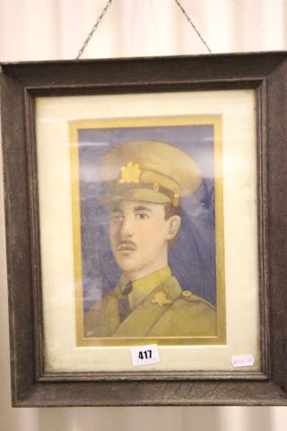 An Oak Framed Oil Painting Portrait of World War One Poet Wilfred Owen