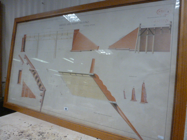 A Large Framed Architectural Drawing of Great Western Railway Bridge